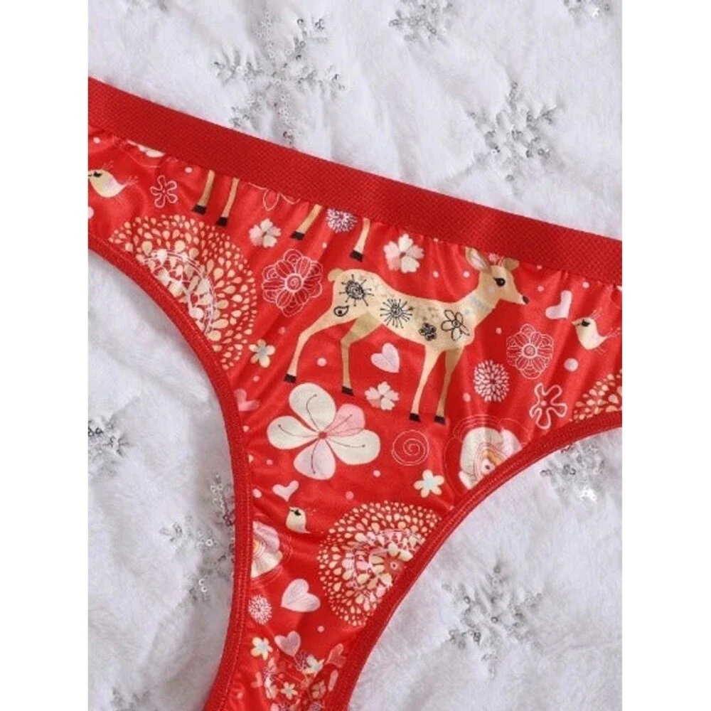 16 Plus (2X) Red Christmas Print 2 Piece Lingerie Set